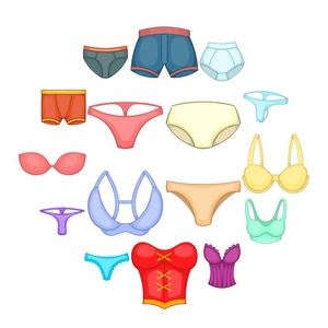 内衣的图标集,卡通风格照片
