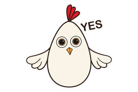 yes手势矢量卡通插图可爱的母鸡张开翅膀说是.孤立在白色背景.照片