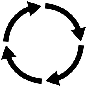 箭头周期白色背景上的进程符号. 四步循环箭头标志. 平的风格.