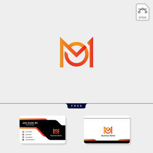 初始m单字母标志模板矢量插图免费您的名片设计包括