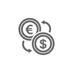 简单的货币转换器行图标。符号和标志例证设计。隔离在白色背景上