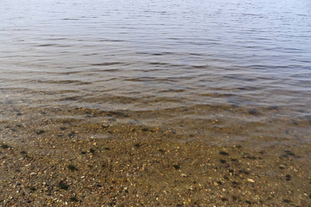 靠近海滩的水面海浪和环