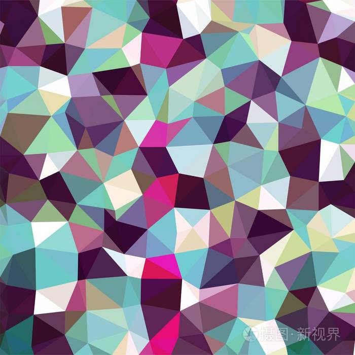 彩色蓝粉红色三角形低聚马赛克图案背景矢量多边形图图形创意折纸风格