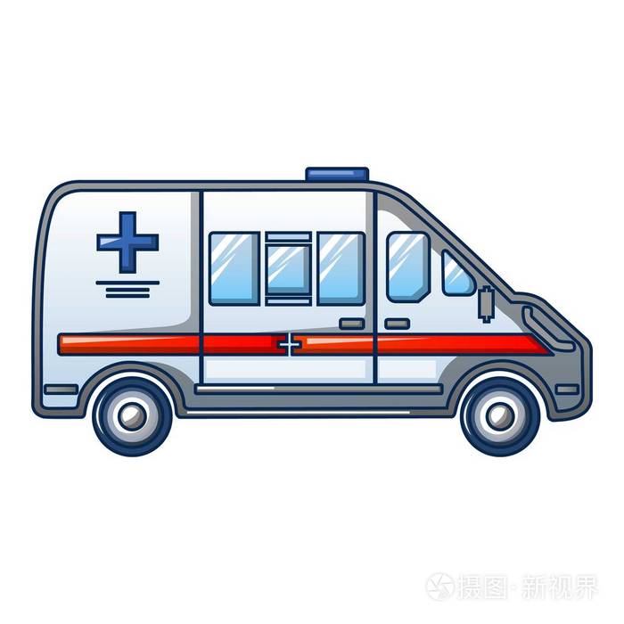 救护车汽车图标,卡通风格