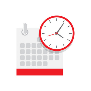 日历和时钟图标 时间表时间管理重要日期 矢量插图照片