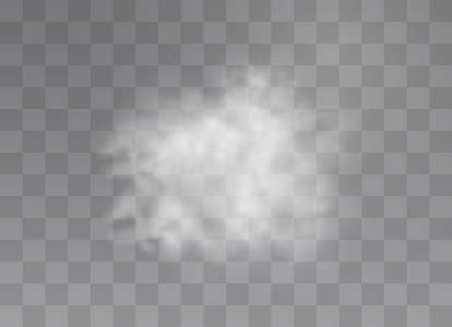 透明特效突出雾或烟雾。 白云矢量雾或烟雾。 矢量图。 透明背景上的白色梯度。 透明背景下的雨天。