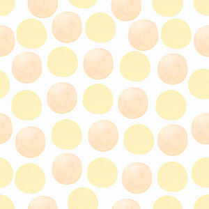 水彩无缝图案黄色和橙色圆点。无缝背景为您的设计。