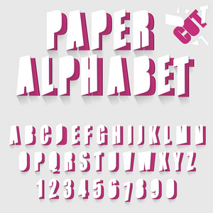 剪纸字母表字母和数字字体排版
