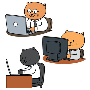 猫办公室工作人员的矢量集