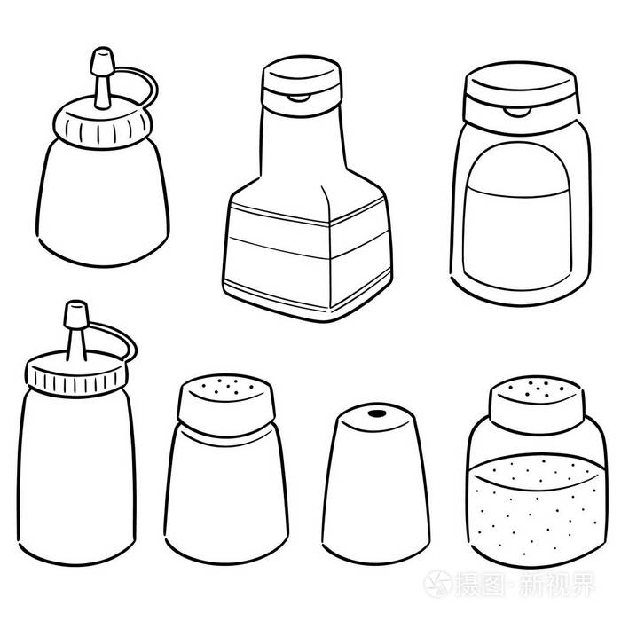 调味品瓶的矢量集插画-正版商用图片14oyu0-摄图新视界