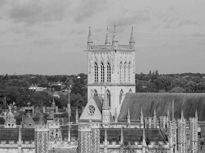 英国剑桥市黑白航空景观图片