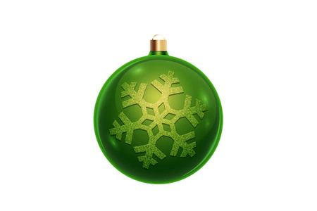 白色背景上隔离的绿色圣诞球。圣诞装饰品，圣诞树上的装饰品..