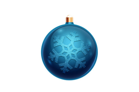 蓝色圣诞球隔离在白色背景上。 圣诞树上的圣诞装饰品。