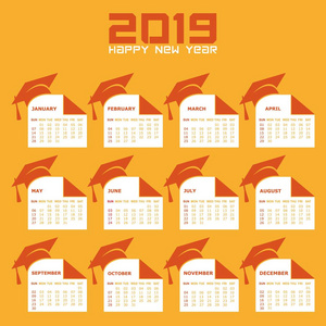 2019年新年快乐，用创意设计你的问候卡片，传单，邀请海报，小册子，横幅，日历