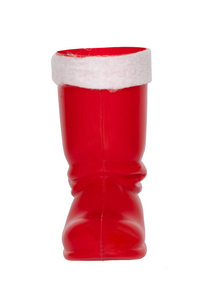 圣诞装饰品。 红色圣诞靴或圣诞老人靴子隔离在白色背景上。