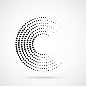 抽象虚线圆圈。圆点形式。半色调效果。向量