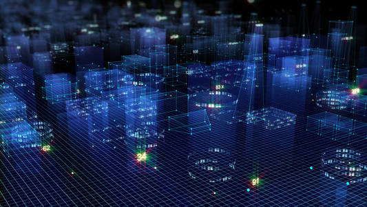 从信息空间的网络空间信息存储中的数据中呈现抽象的技术数字城市照片