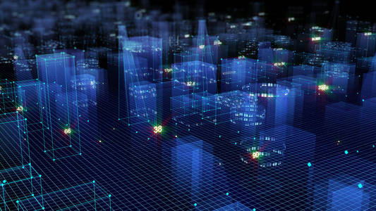 从信息空间的网络空间信息存储中的数据中呈现抽象的技术数字城市照片