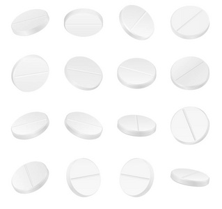 现实的3D白色医疗丸特写分离在白色背景。 向量