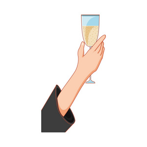 一杯香槟酒与手