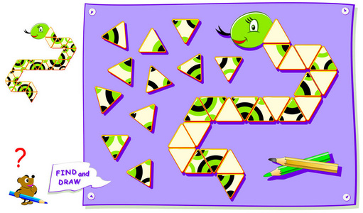 幼儿逻辑益智游戏. 需要找到所有三角形的位置并正确绘制它们.