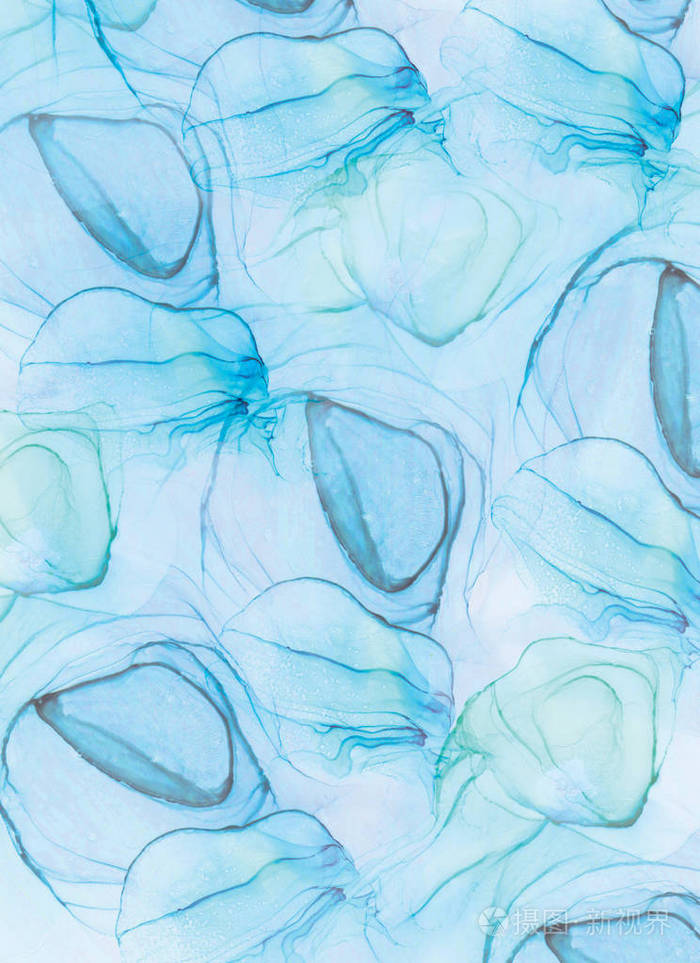 抽象水母背景现代艺术纹理水彩颜料