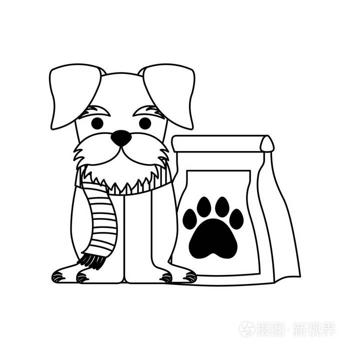 可爱的宠物狗,食物袋矢量插图插画-正版商用图片14pd0t-摄图新视界