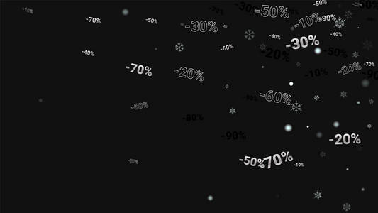 黑暗背景下的百分比之影。黑色海报与银百分比的情况下, 雪花。矢量折扣销售背景