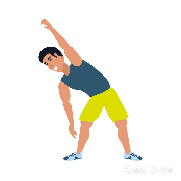 年轻的运动男子做伸展运动