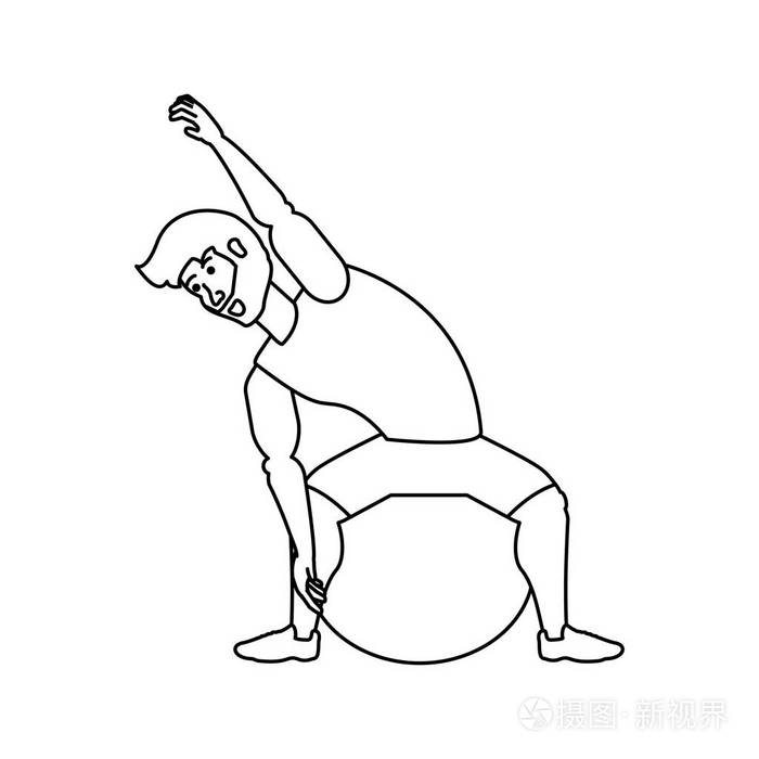 年轻的运动男子练习普拉提插画-正版商用图片14pgiv-摄图新视界