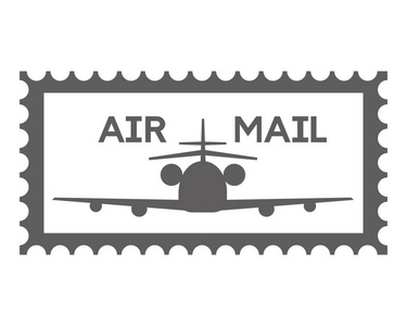 邮票航空邮件飞机矢量图