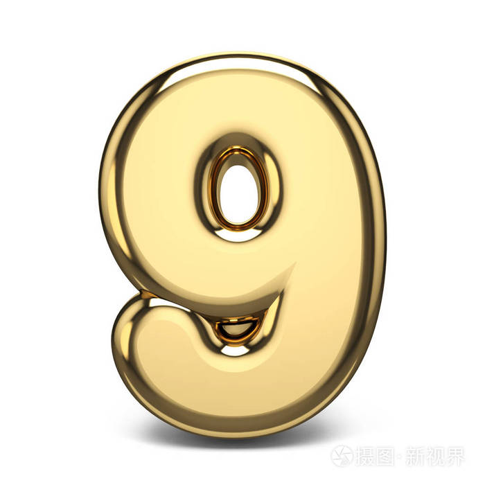 金色数字993d渲染插图隔离白色背景
