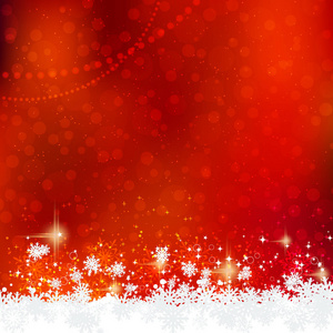 圣诞快乐，新年快乐，红色矢量背景，星星和雪花