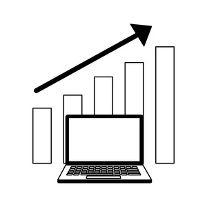 笔记本电脑增长图搜索引擎优化矢量图