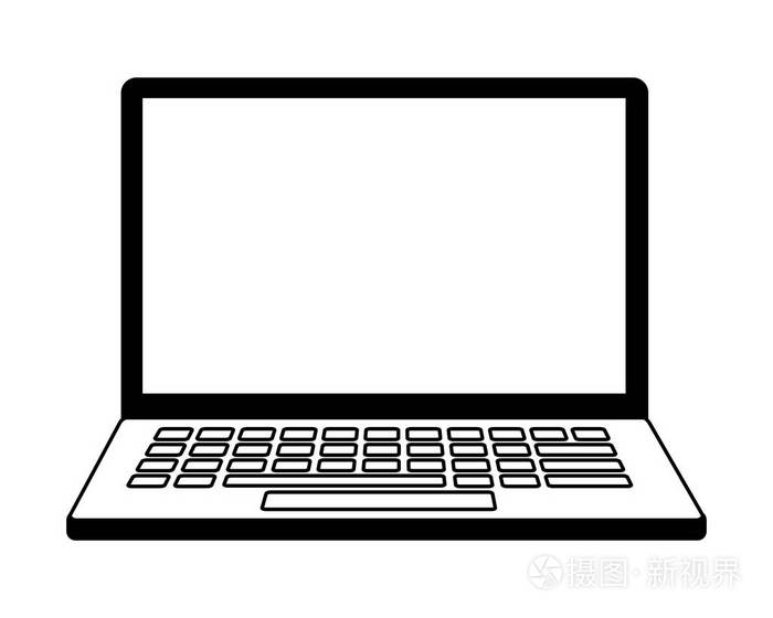 白色背景矢量插图笔记本电脑