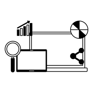 笔记本电脑共享图报告搜索引擎优化矢量图
