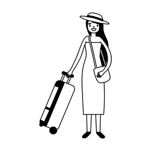 旅游妇女与旅行手提箱假期