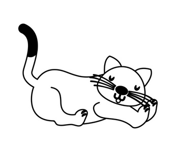 猫卡通白色背景矢量插图矢量插图
