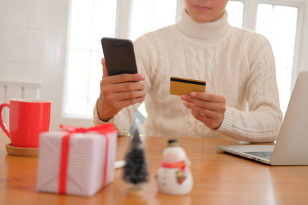  smart phone for online shopping.  male buyer buying christmas g