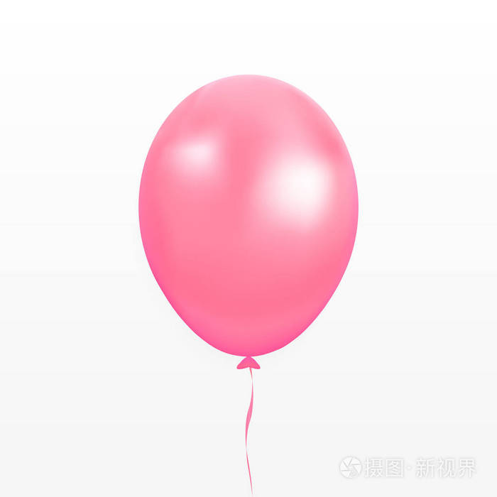 粉红色气球向量党的芭蕾与丝带和阴影查出在白色背景飞行3dbal