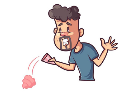 一定要中奖表情矢量卡通插图男子表情.冰淇淋要掉下来了.