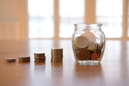  investment. money savings in jar. cash deposit concept