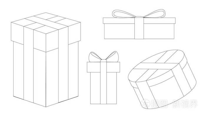 一套节日新年礼物.线条绘制