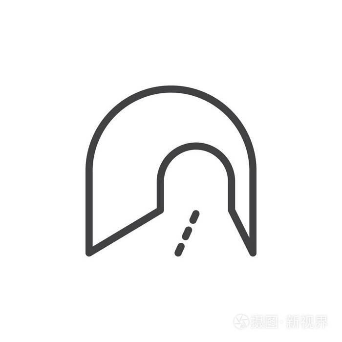 插画 隧道线图标轮廓矢量符号线性样式象形文字隔离在白色上.