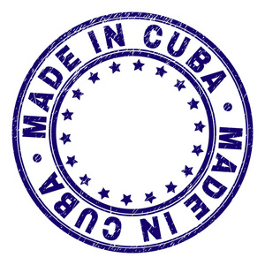 划痕纹理在古巴圆形邮票印章