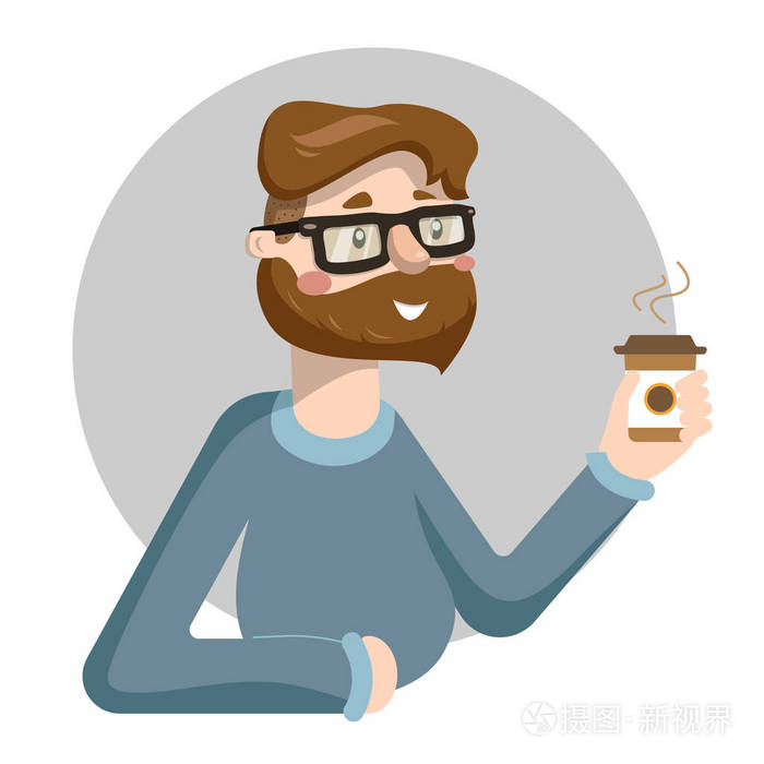 茶歇.人喝咖啡查出在白色背景