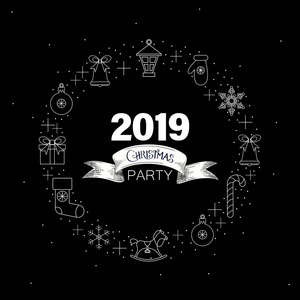 黑色圣诞2019年派对海报与节日装饰