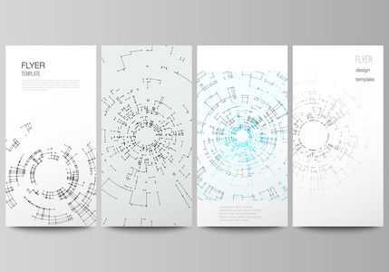 简约矢量插图, 可编辑的传单布局, 横幅设计模板。连接线和点的网络连接概念。技术设计, 数字几何背景