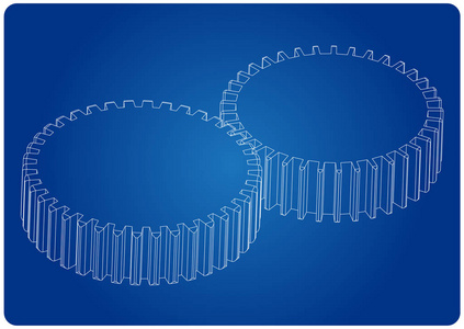 3d 模型的齿轮在蓝色上