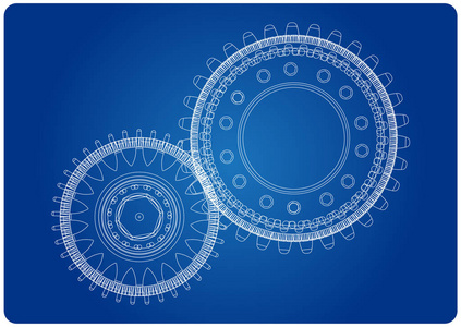 3d 模型的齿轮在蓝色上